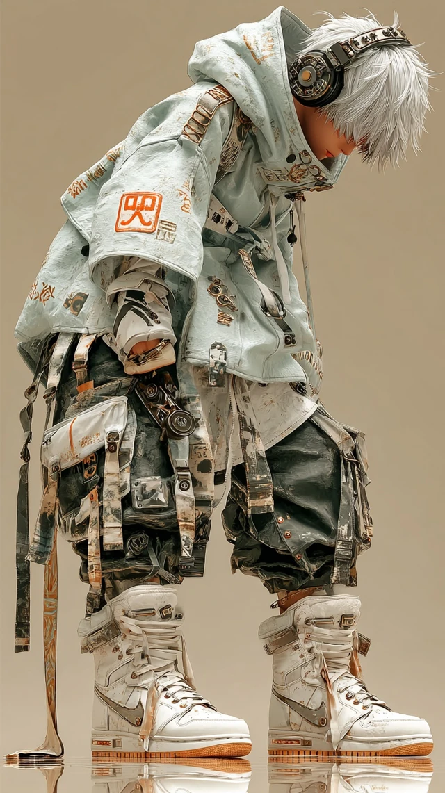 Cyberpunk Anime Character With Wind Element