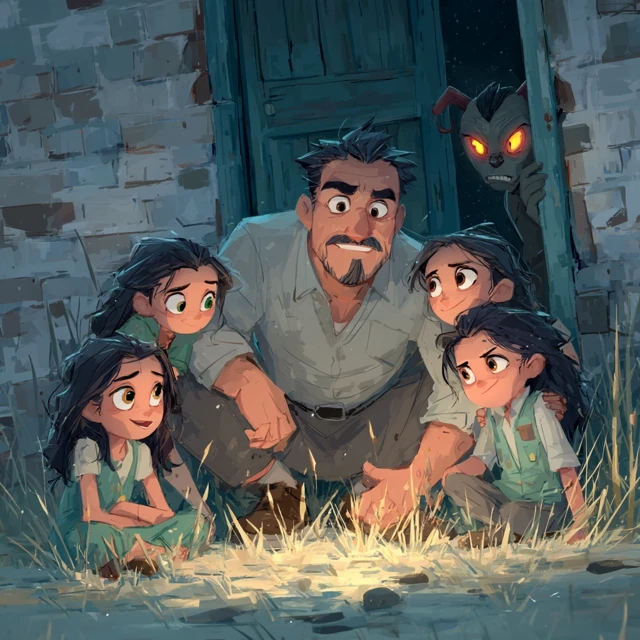 Mexican Family with a Devilish Surprise Cartoon Art