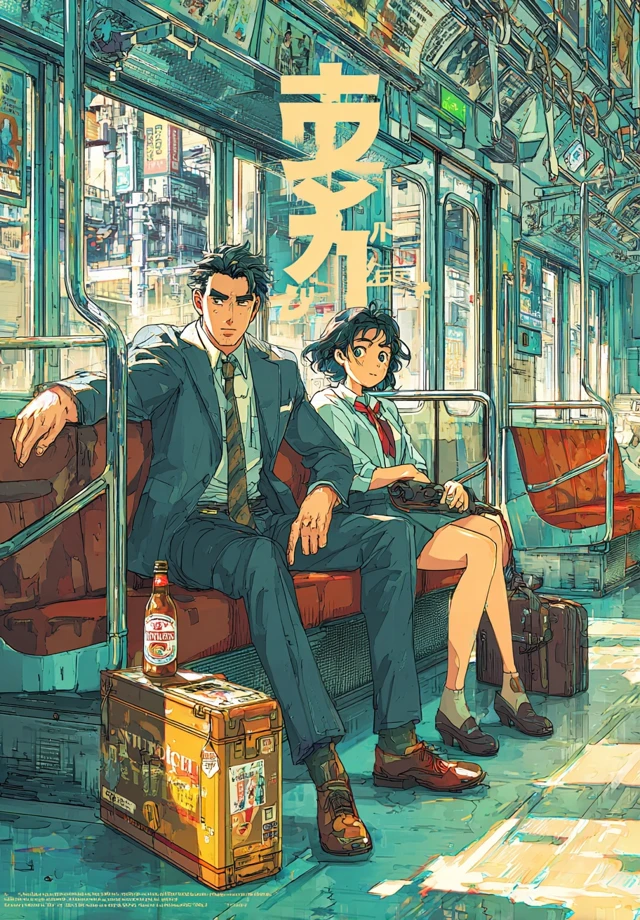 Anime Manga Cover Art Shibuya Station Train