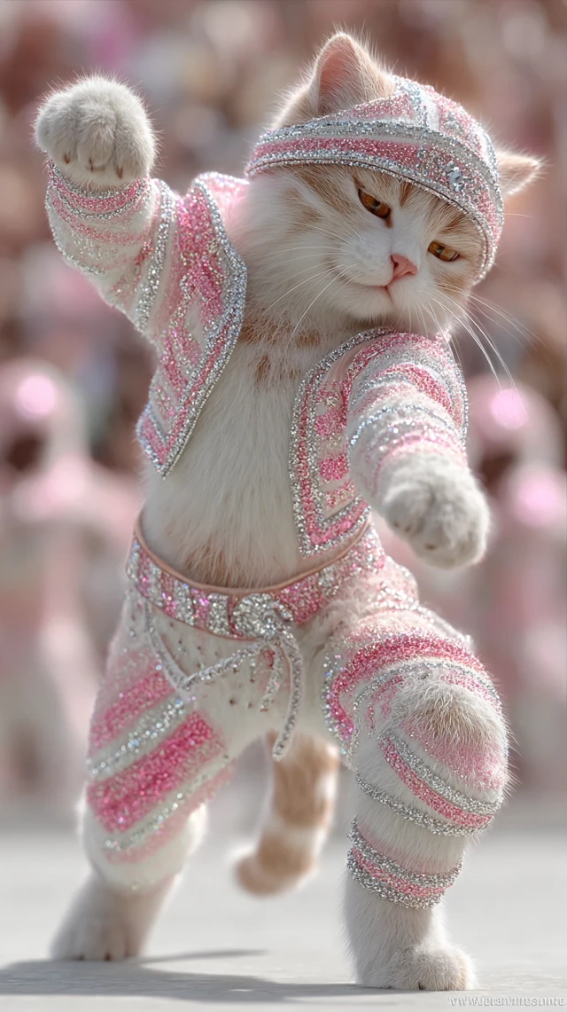 KPop Cat Idol Dancing On Stage 8K Photo