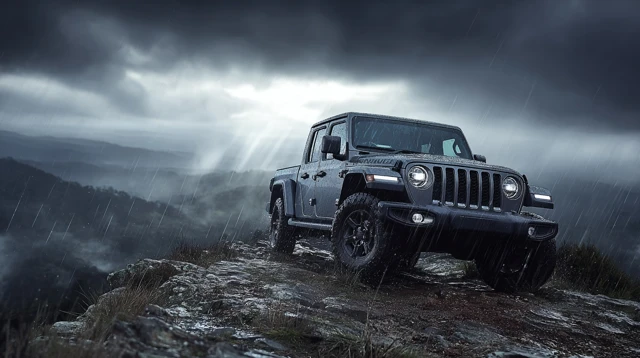 Jeep Gladiator Stormy Cliff Drive Action Adventure
