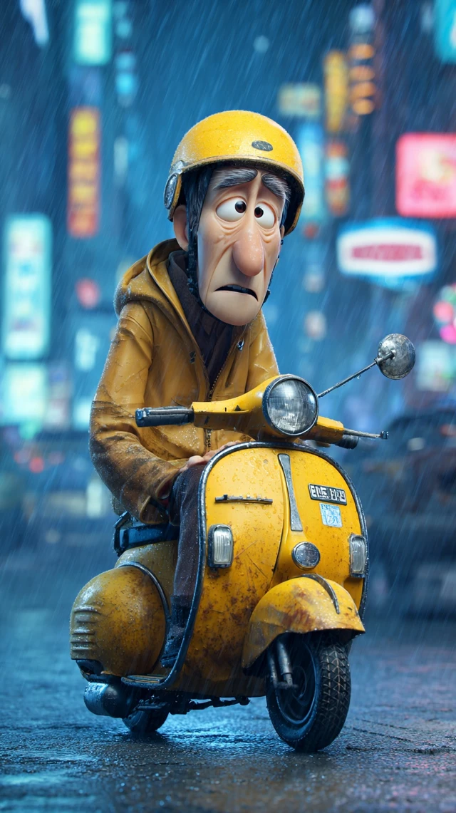 Rainy Evening Korean Delivery Man Pixar 3D