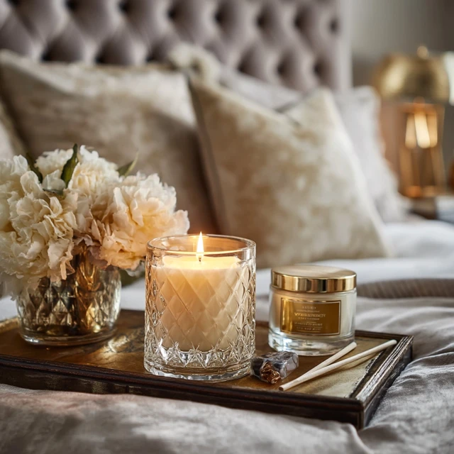 Luxury Bedroom Design Neutral Tones Candles and Scents