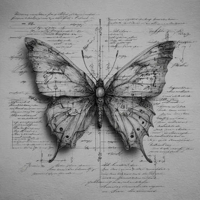 Butterfly Blueprint Medieval Fantasy Logo