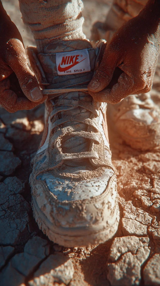 Nike Sneakers Tied in Desert Athletic Preparation