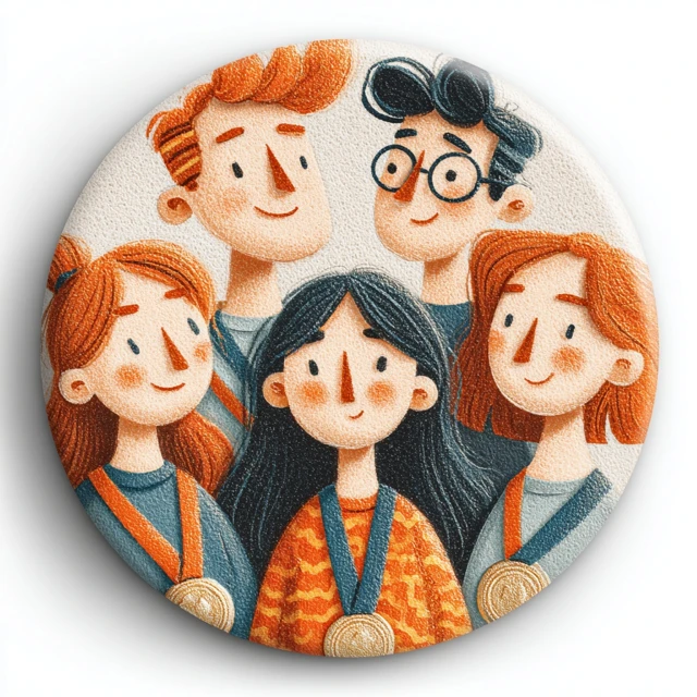 Team of Students Fridge Magnet Illustration