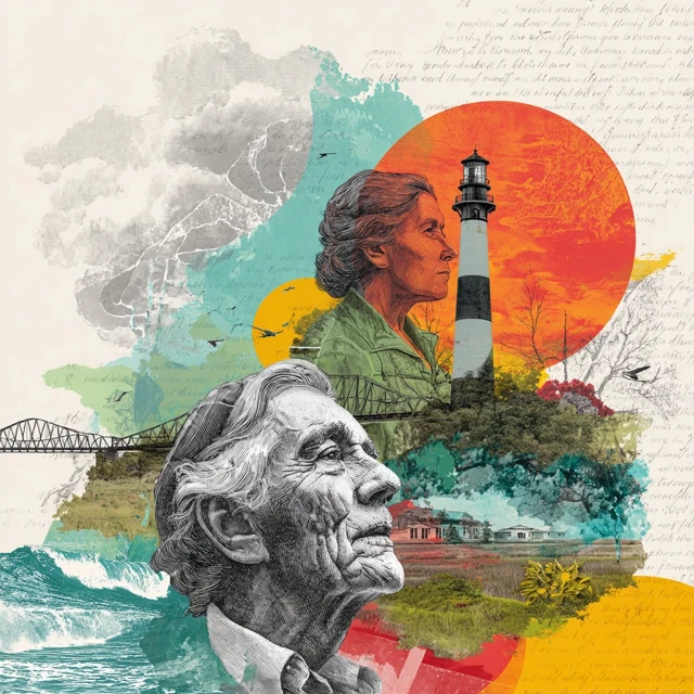 Lighthouse and Faces Collage Art