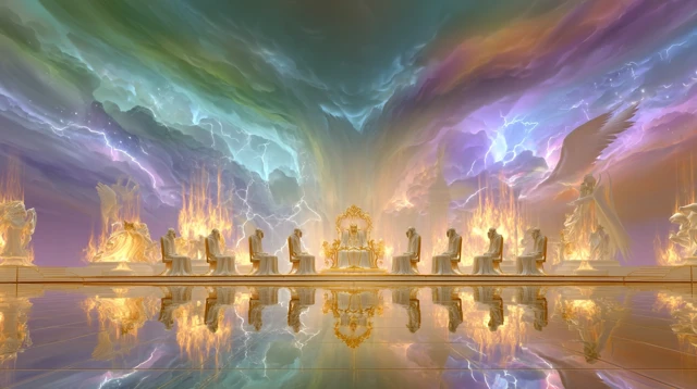 Heavenly Throne Room Divine Scene Art