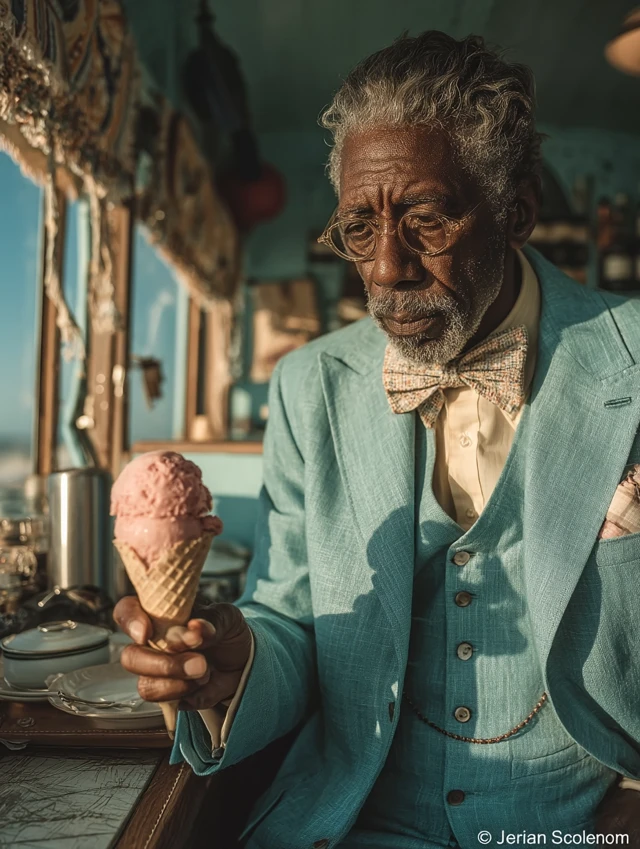 French Ice Cream Vendor Cinematic Still