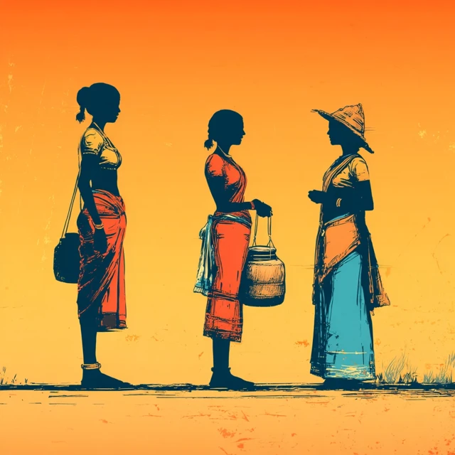 Indian Women Silhouette Laughing Together