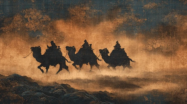 Ancient Caravan Chinese Painting Dunhuang Style
