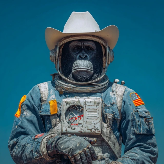 Astronaut Cowboy Ape A Stoic Portrait
