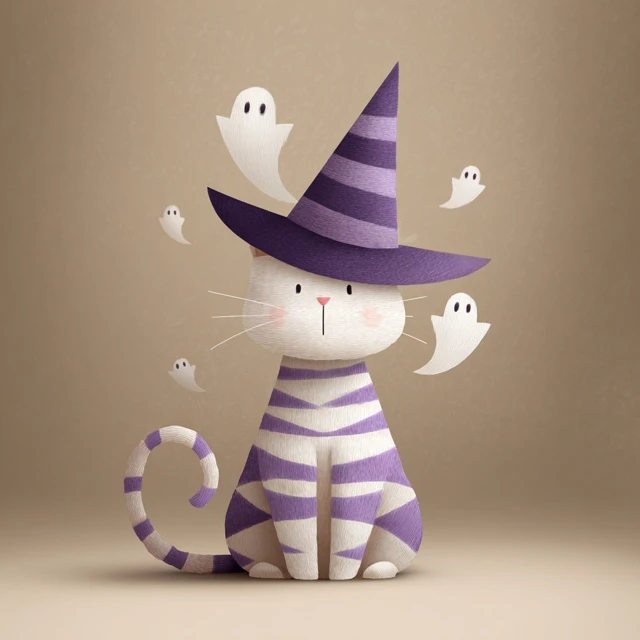 Halloween Witch Cat Illustration