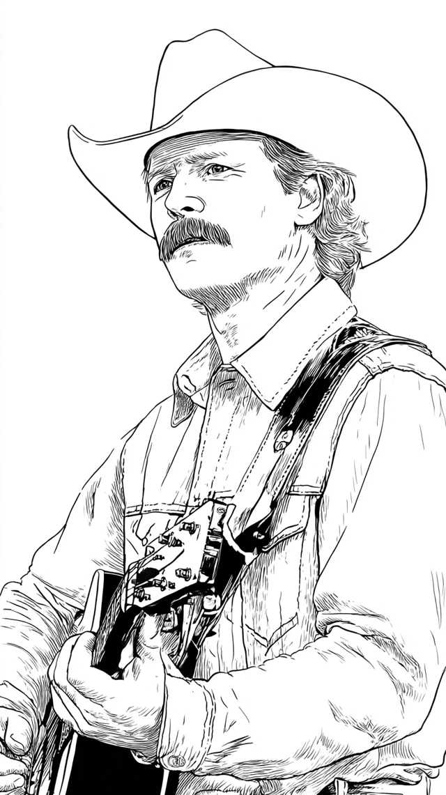 Alan Jackson Coloring Page Country Music Singer