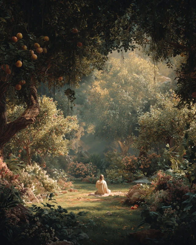 Edenic Garden Prayer Cinematic Art