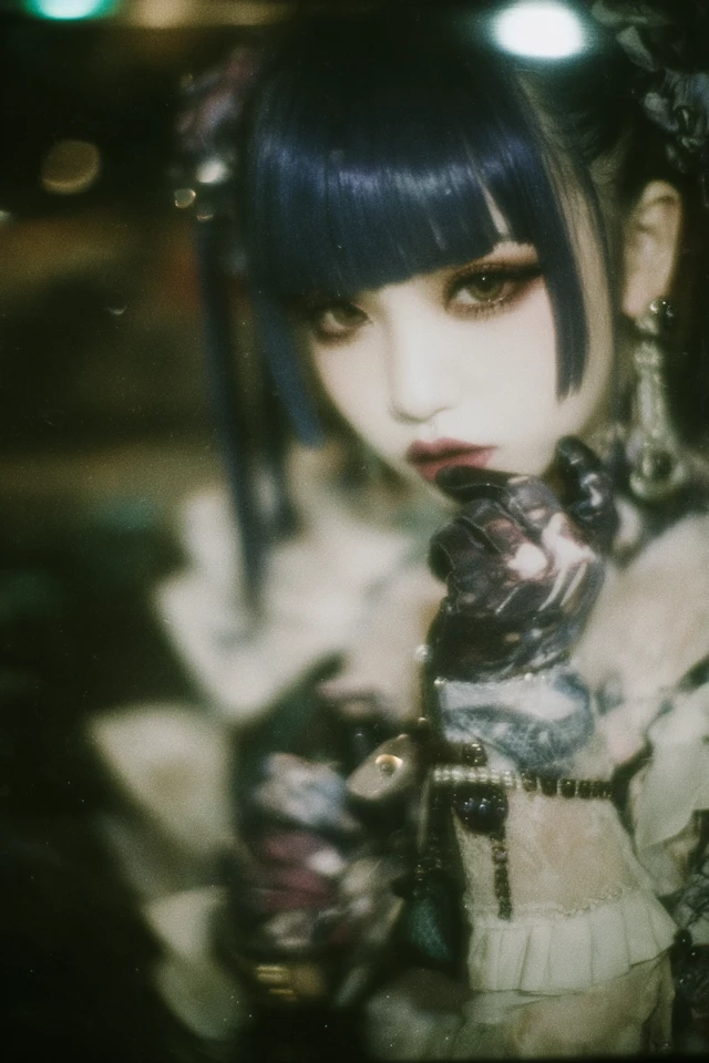 Otaku Girl Glamour Photography Vintage Dark Academia Style