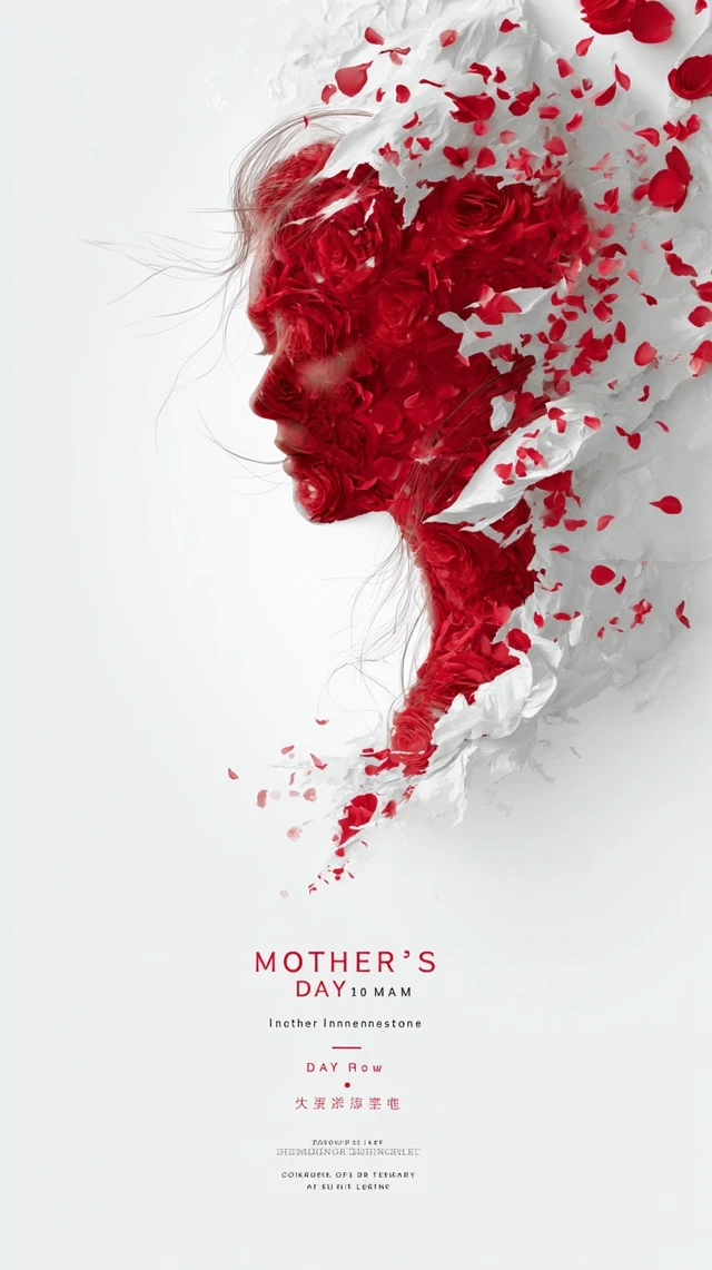 Mothers Day Concept Poster - Elegant Rose Silhouette