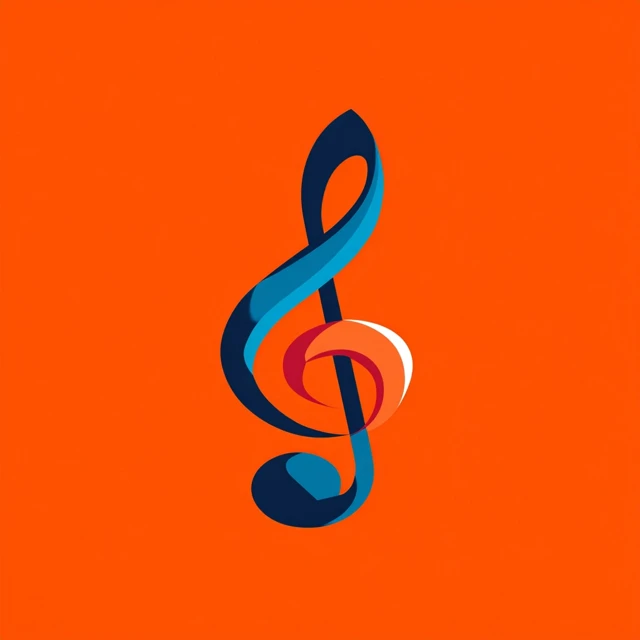 Colorful Musical Note Logo on Youthful Background