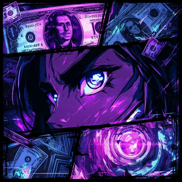 Anime Dollar Bill Cyberpunk Art