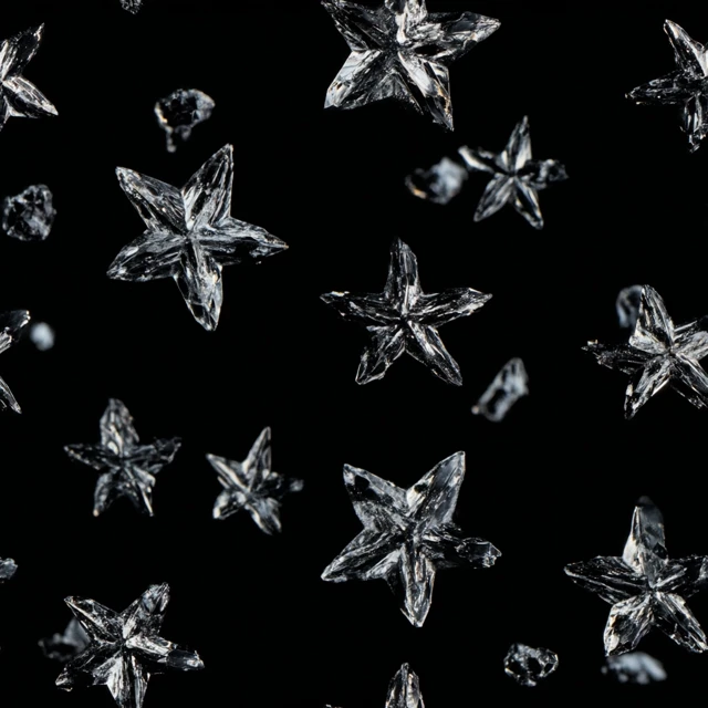 Star Shaped Crystals on Black Background