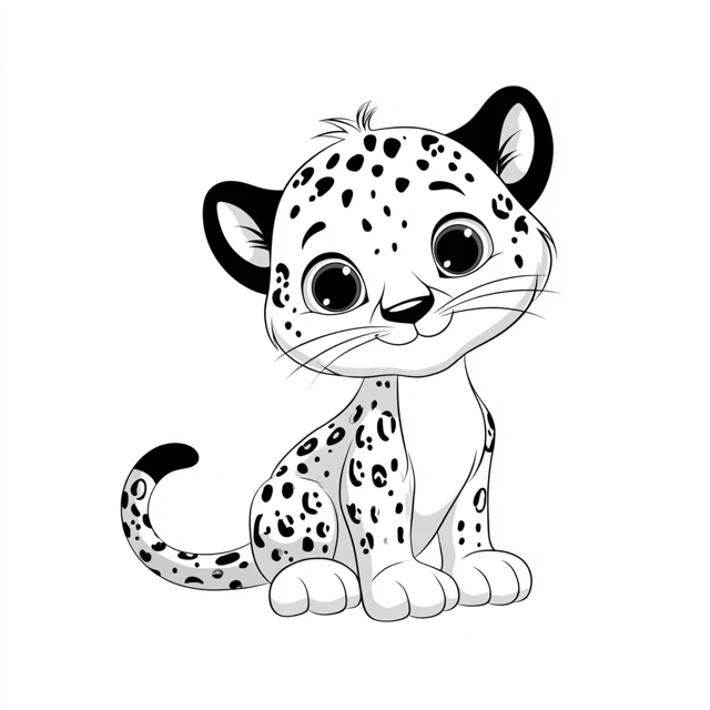 Cute Baby Jaguar Coloring Page for Kids