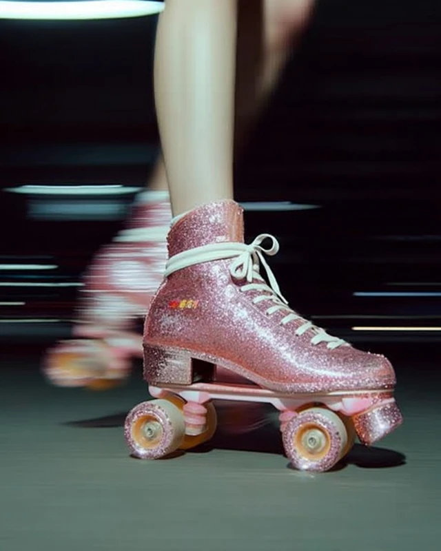 Pink Roller Skates in Motion with Soft Blur