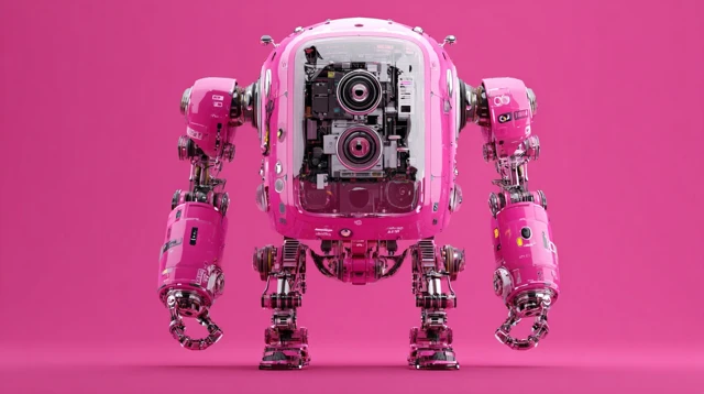 Futuristic Robot Design Pink Background Technology