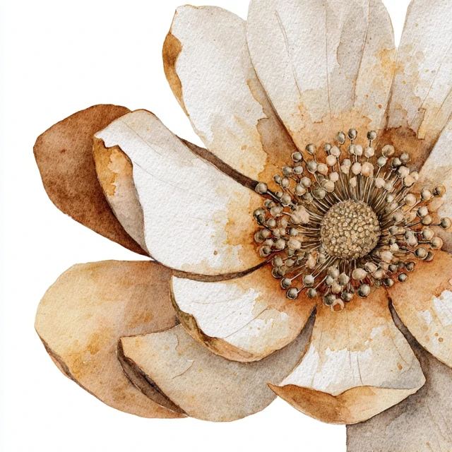 Watercolor Flower Illustration Neutral Tones