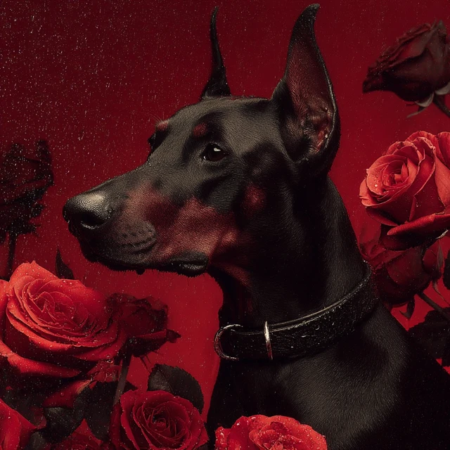 Doberman Among Black Roses Music Cover