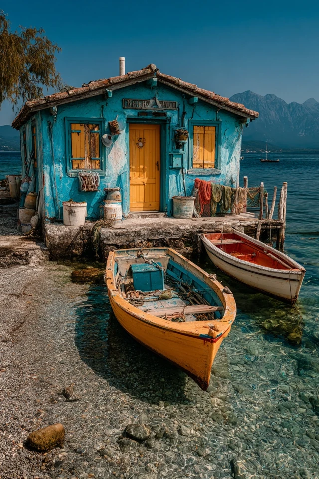 Fishing Hut on a Harbor Summer Vacation Photo
