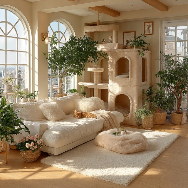 Dreamy Cat Castle in Living Room Design Ideas