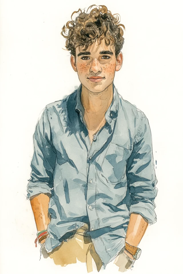 Watercolor Portrait of a Latino Man