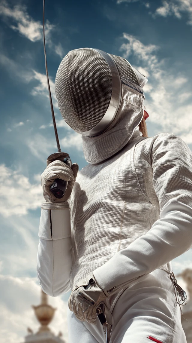 Fencer with Walkie Talkie Stunning Background