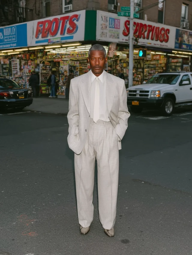 Stylish Man in Dove-Gray Suit - Street Fashion