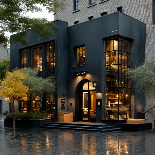 Modern Goldsmith Shop Facade Black Theme