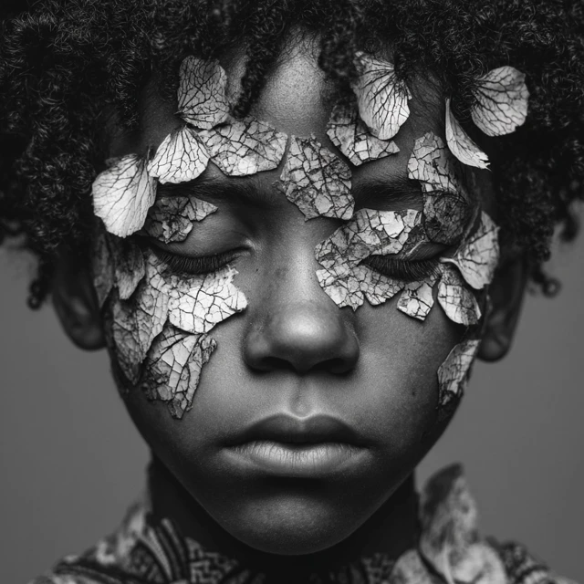 Portrait of a Child Dried Earth Face Art