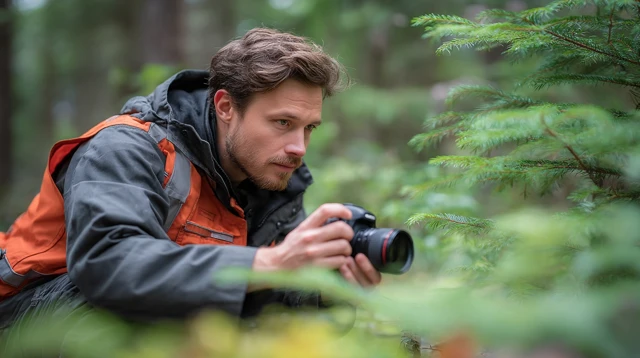 Forester Checking Trees in Forest High Resolution