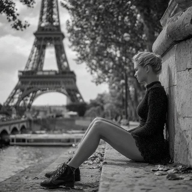 Woman in Paris Eiffel Tower Photography