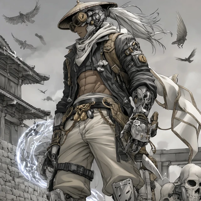 Cyberpunk Dragon Warrior Anime Art Fusion