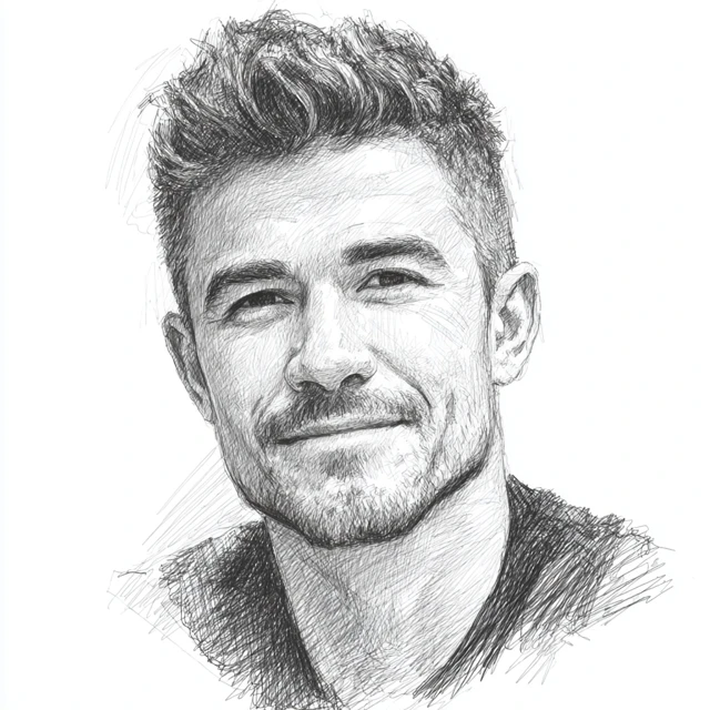 Realistic Black and White Portrait Sketch of a Man