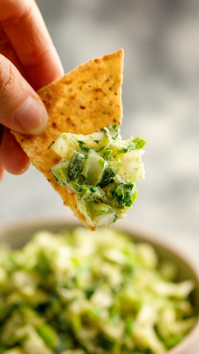 Tortilla Chip with Green Goddess Salad Food Photography