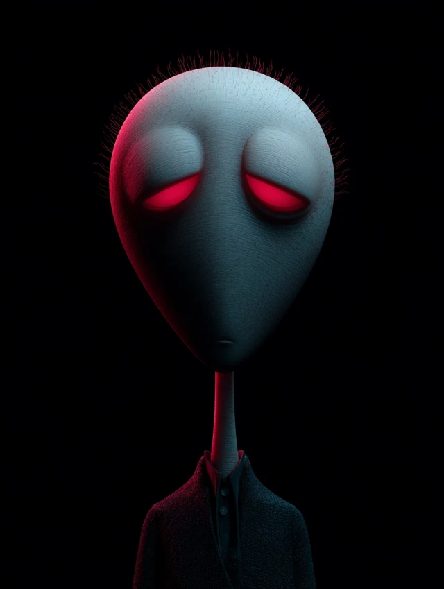 3D Alien Character Design on Black Background