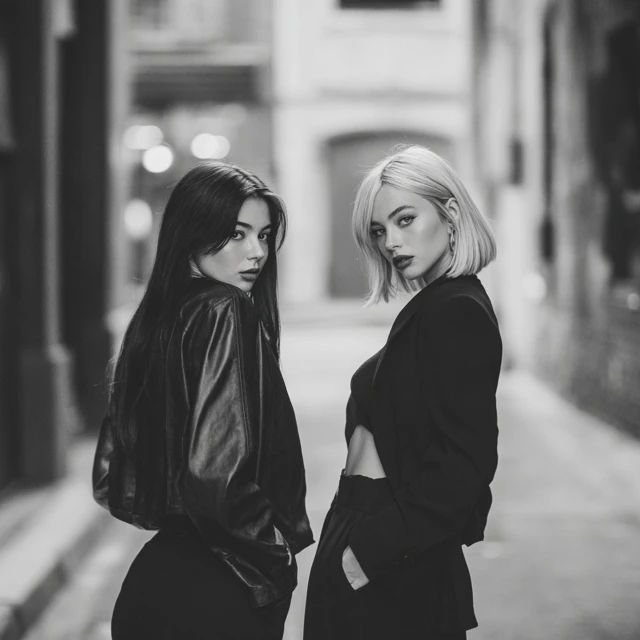 Fashion Forward Women Black and White Photo