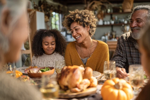 Diverse Family Thanksgiving Meal Warmth and Togetherness