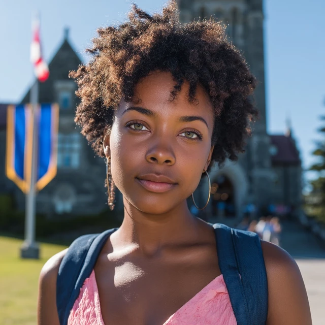 Beautiful Young African Woman on University Campus