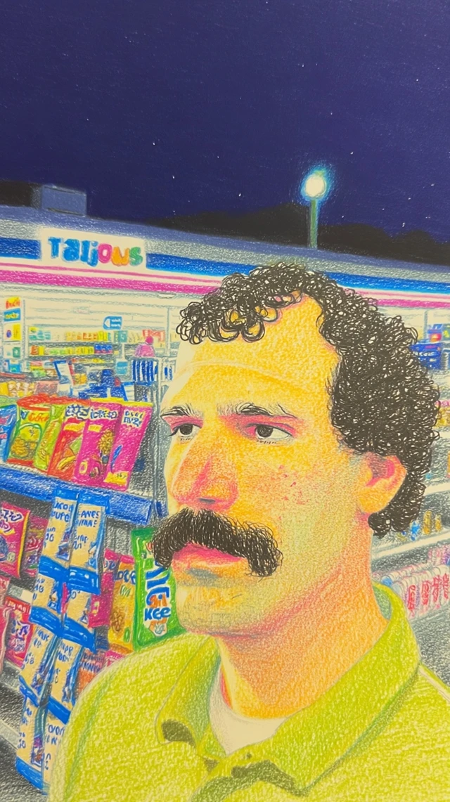 Man at Trader Joes Color Pencil Art