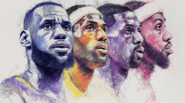 LA Lakers Colorful Sketch Art LeBron James