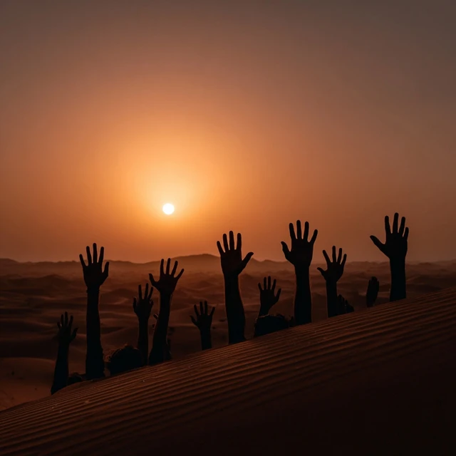 Desert Gathering Hands Reaching for the Sun