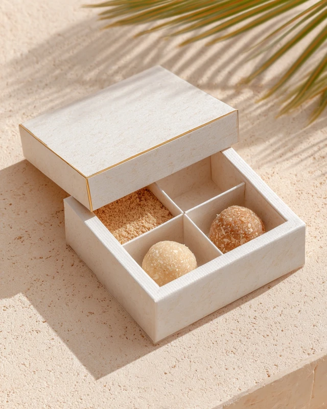 Minimalist Indian Sweets Gift Box Kaju Katli Besan Ladoo
