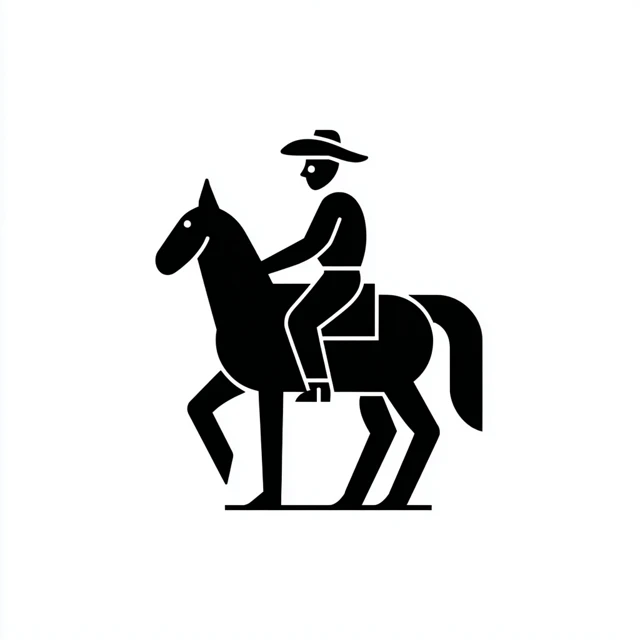 Cowboy Silhouette Riding Horse Icon Illustration